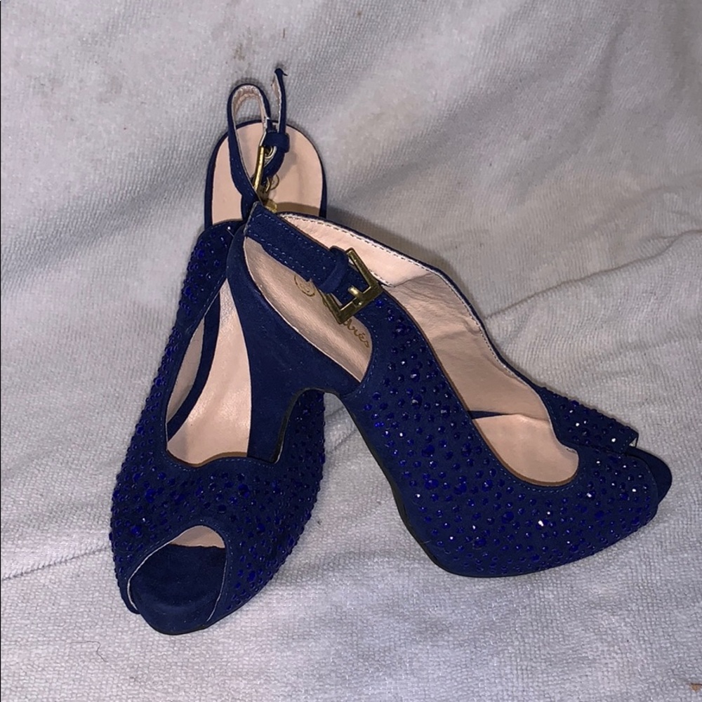 Andres Machada Blue Stud Heels